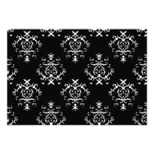 Venetian Ornament Antique Damask Black, White Photo