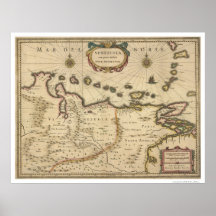 Venezuela by Hondius Map - 1630 Poster