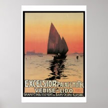 Venice Lido Vintage Travel Poster