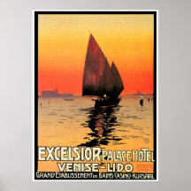 Venise / Venice Italy Sailboat Sunset Vintage Posters