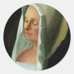 VERMEER'S LADY WEIGHING GOLD ROUND STICKER