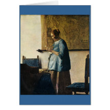 Vermeer's Woman in Blue Reading a Letter ca.1665 Card