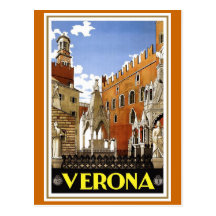 "Verona" Vintage Italian Travel Poster Postcard