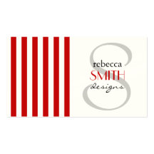 Vertical Stripes White, Red Business Card