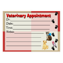 Veterinary Appointment reminder Card Business Card Template