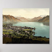 Vevey, and Dent du Midi, Geneva Lake, Switzerland Print