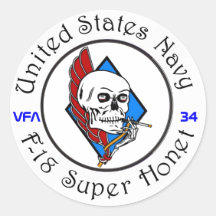 VFA-34 BLUE BLASTERS ROUND STICKER