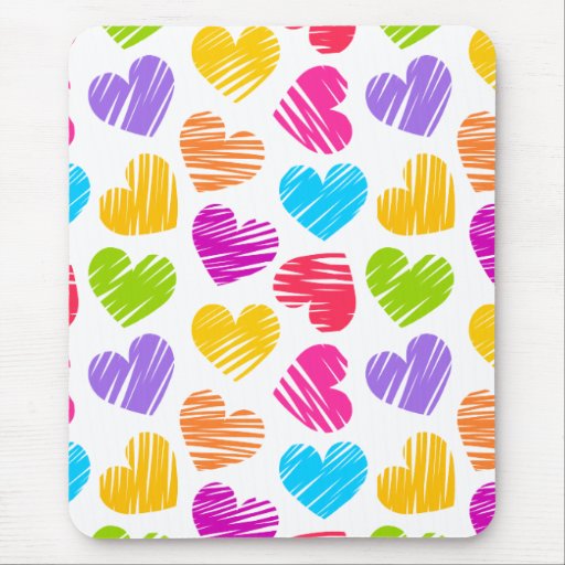 Vibrant hearts mousepad