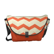 Vibrant orange chevron zigzag pattern messenger bag