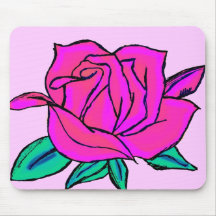 Vibrant pink and blue rose mousepads
