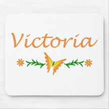 Victoria (Orange Butterfly) Mousepads