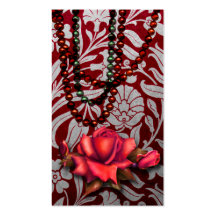 Victorian Arabesque, METALLIC ROSE - Red Business Card Template