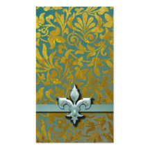 Victorian Arabesque, NOBLESSE - Aqua & Gold Business Cards