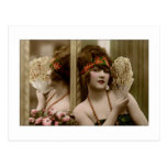 Victorian beauty with fan and reflection postcards