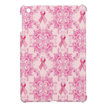 Victorian Breast Cancer Ribbon Damask Products iPad Mini Covers