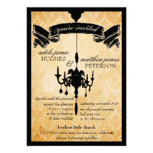 Victorian Chandelier • black & cream Wedding Custom Invitations