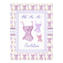 Victorian Corset Purple Vintage Bridal Shower Invite