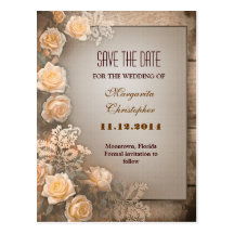 victorian damask roses save the date postcards