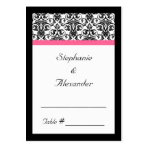 Victorian Fuchsia Pink and White Damask Business Cards