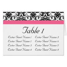 Victorian Fuchsia Pink and White Damask Cards