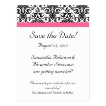 Victorian Fuchsia Pink and White Damask Post Cards