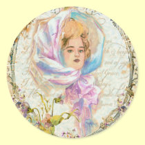 VICTORIAN GIRL HARRISON FISHER STYLE PRINT cropped stickers