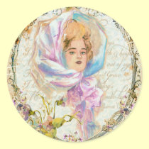 VICTORIAN GIRL HARRISON FISHER STYLE PRINT cropped stickers