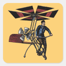 Victorian Helicopter Aircraft Contraption Square Stickers