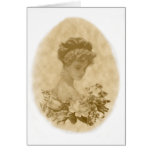 Victorian lady with flowers greeting card