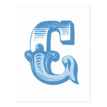 Victorian Letter C Monogram Postcard