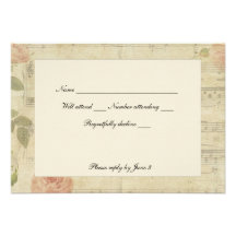Victorian Music and Rose rsvp with envelopes Personalized Invites