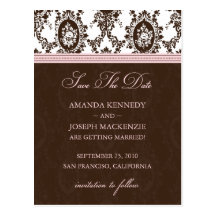 Victorian Romance Save The Date Postcard (Pink)