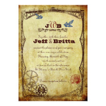 Victorian Steampunk Wedding Custom Invitation