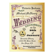 Victorian Steampunk Wedding Invitations