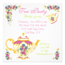 Victorian Tea Pot Tea Party Invitation