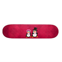 Victorian Valentine Penguins Skateboard