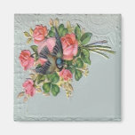 Victorian Vintage Floral, Lace, Blue Bird Fridge M Fridge Magnets