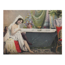 Victorian woman bathing postcard