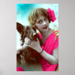 Victorian Woman with Dog Poster