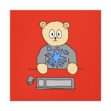 Video Game Player Bear. Stretched Canvas Prints