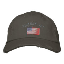 Vietnam Vet with American Flag Embroidered Hats