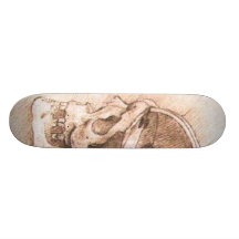 View of a Skull 2 Skateboard