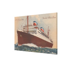 View of the S.S. Manhattan Cunard Cruise Ship Stretched Canvas Prints