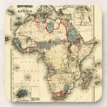 Viintage 1874 Map of Africa  Antique African Print Drink Coasters