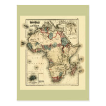 Viintage 1874 Map of Africa  Antique African Print Postcards