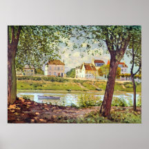 Village on the banks of the Seine by Alfred Sisley Posters