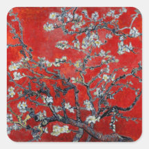 Vincent van Gogh Branches with Almond Blossom Square Stickers