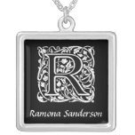 Vines Letter R Monogram Initial Personalised Custom Jewelry