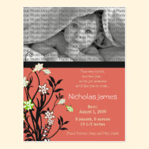 Viney Baby Birth Announcement Pink postcards