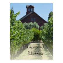 Vineyard and Barn Wedding Save the Date Postcard